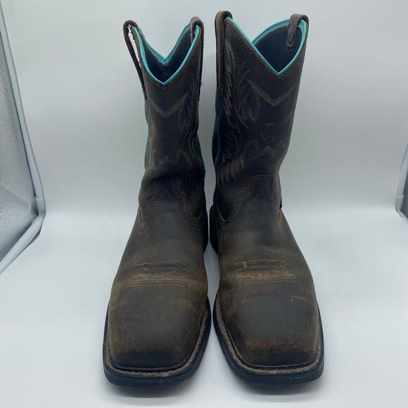 Ariat Krista Brown Leather Calf Height Boots Cowboy Steel Toe Women's size 7.5 - Picture 2 of 12